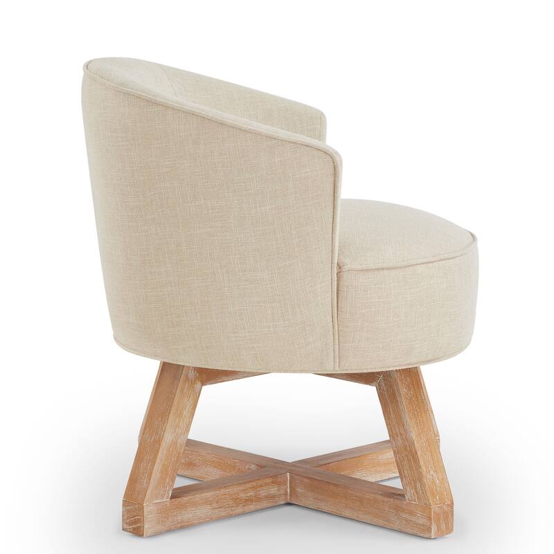 Swivel Chair Side Chair with Wood Legs, Reception Chair Reading Chair Leisure Chair Beige Vanity Chair