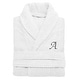 preview thumbnail 1 of 2, Authentic Hotel and Spa White with Grey Monogrammed Herringbone Weave Turkish Cotton Unisex Bath Robe L/XL - A