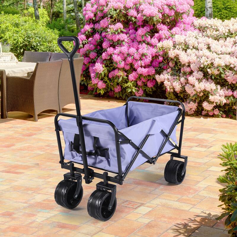 Foldable Utility Wagon Cart with Universal Off-Road Wheels, Ergonomic Handle, Removable Body for Easy Cleaning - Purple