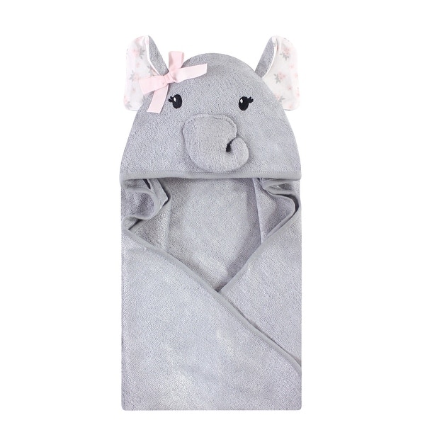 slide 1 of 1, Hudson Baby Infant Girl Rayon from Bamboo Animal Hooded Towel, Floral Elephant, One Size - Floral Elephant - One Size One Size - Floral Elephant
