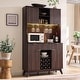 preview thumbnail 14 of 19, 72" Wine Bar Cabinet, Modern Wood Coffee Bar Cabinet with LED Lights - N/A