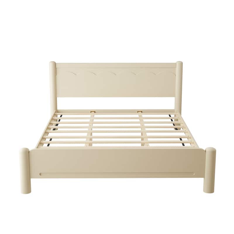 GDFStudio - Elara Wood Platform Bed Frame with Headboard and Wooden Slat Support