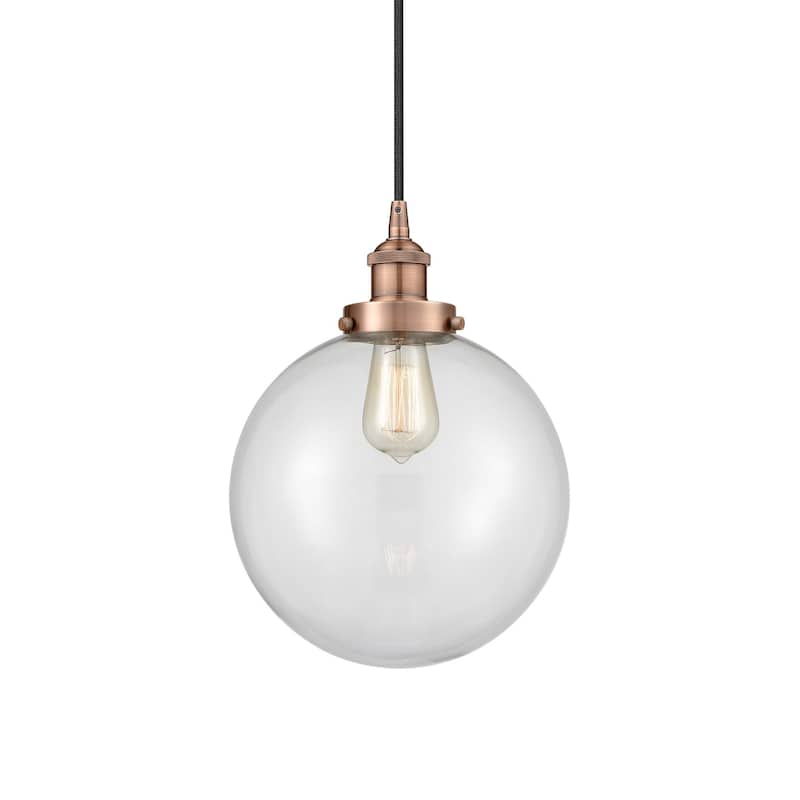 Innovations Lighting 616-1PH-14-10 Beacon Pendant Beacon 10" Wide - Antique Copper / Clear