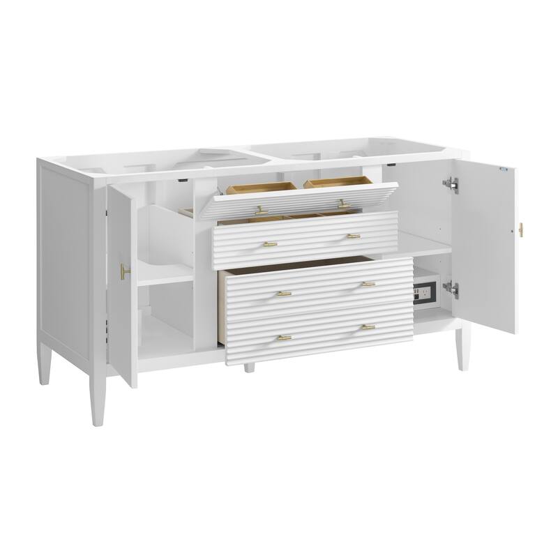James Martin Vanities 485-V60D Myrrin 60" Double Basin Wood Vanity - Bright White - Painted