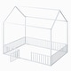preview thumbnail 8 of 12, White Full Size Metal House Bed with Fence, Roof, and Door for Kids' Bedroom