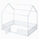 preview thumbnail 8 of 12, White Full Size Metal House Bed with Fence, Roof and Door for Kids, Boys and Girls, Bedroom