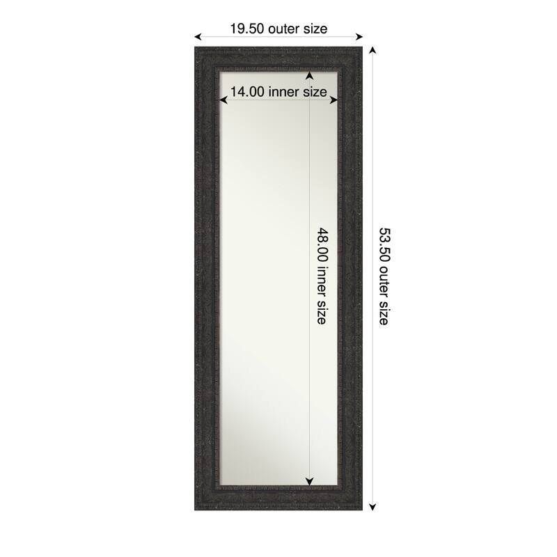 Attic Aged Non-Beveled Wood Framed Full-Length On the Door Mirror - 20 x 54 in - Attic Aged Black