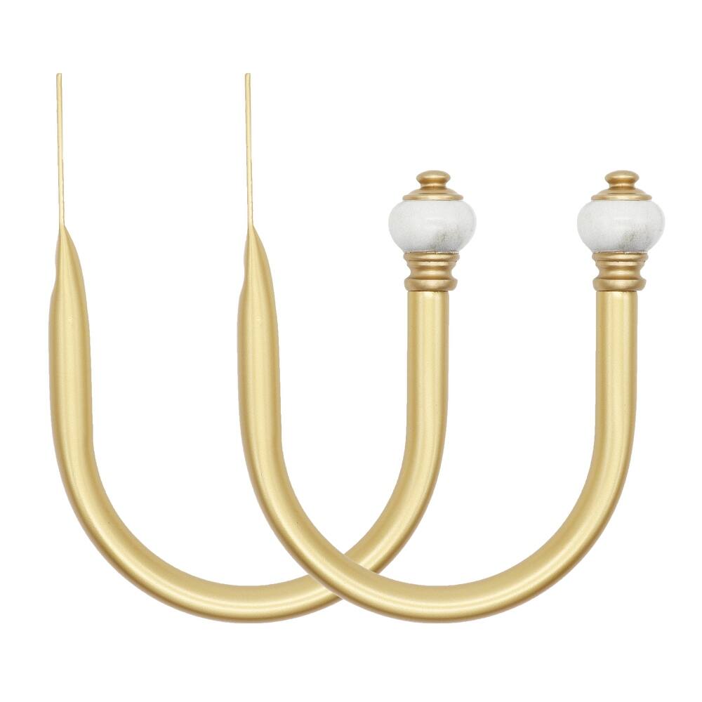 Meriville Set of 2 Decorative Marble Urn Window Curtain Holdbacks for Draperies, Royal Gold - Set of 2