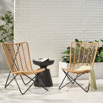 Galtin Outdoor Wicker and Iron Accent Chairs (Set of 2) by Christopher Knight Home