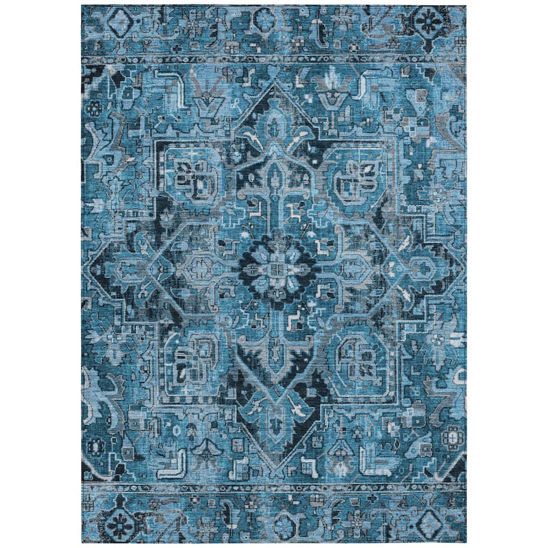 Machine Washable Indoor/ Outdoor Traditional Boho Chantille Rug