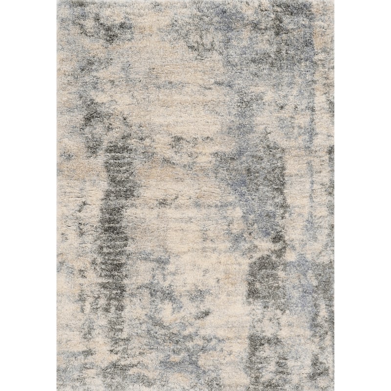 Porch & Den Cory Ivory/ Blue Industrial Rug - 5'3" x 7'7" - Ivory/Blue