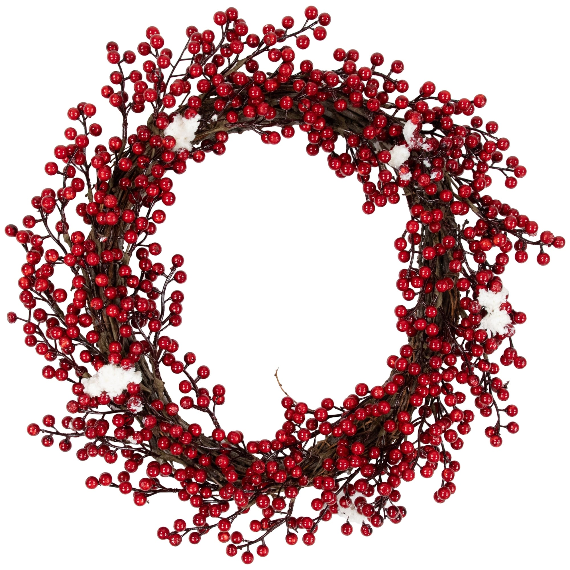 Red Berry with Frosted Accents Artificial Christmas Wreath - Unlit 18"