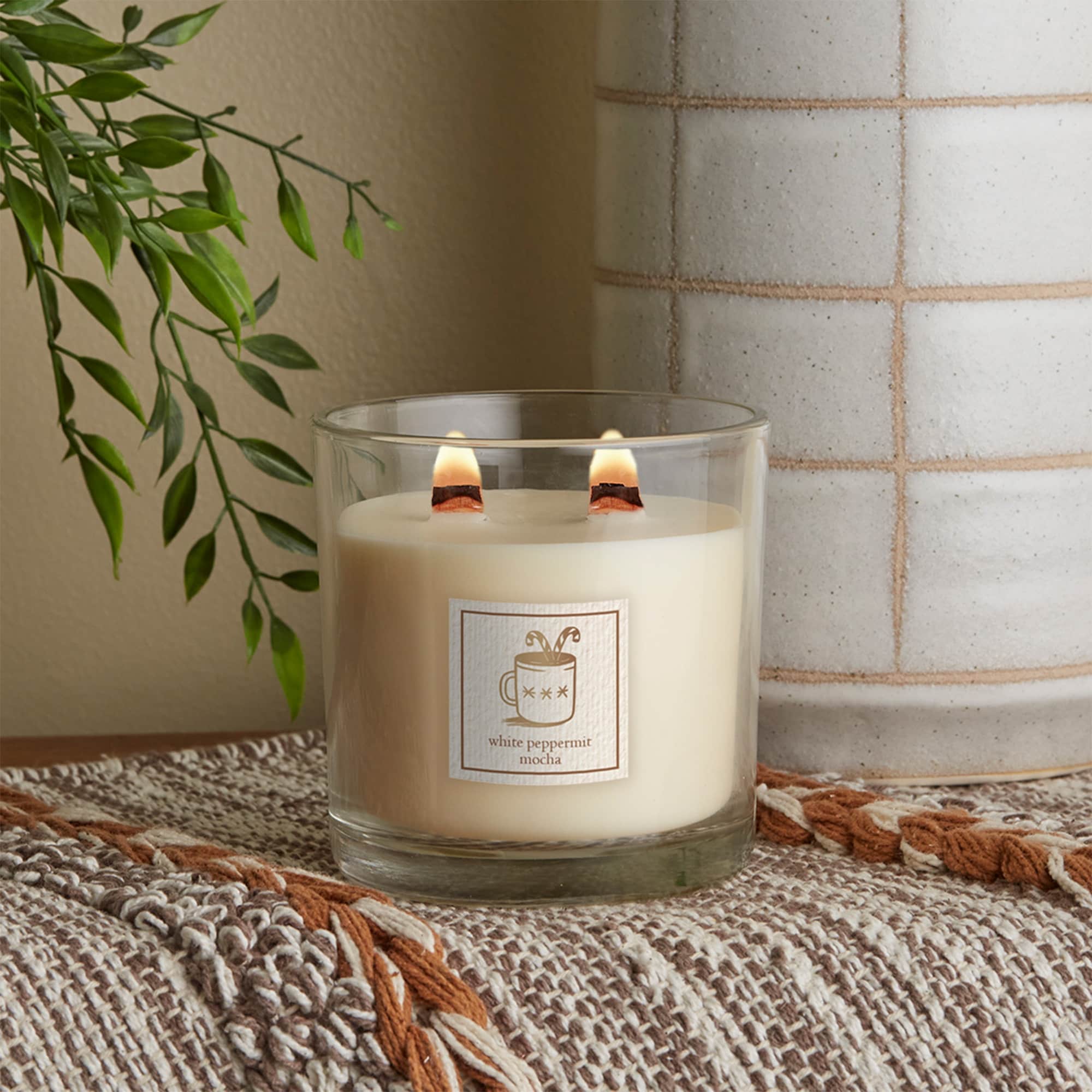 Creamy Peppermint Wood Wick Candle 8 oz.
