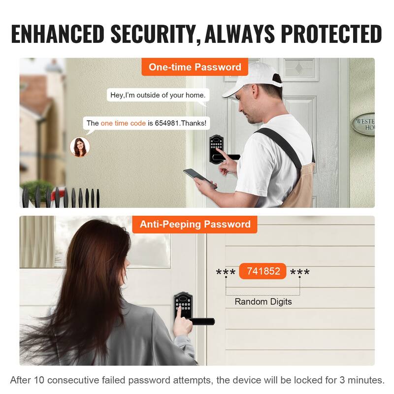 UIMOSO Keyless Entry Door Lock, Electronic Keypad Entry Lever, Password and Key Unlock Combination Door Lock - 5.63 x 2.76 in