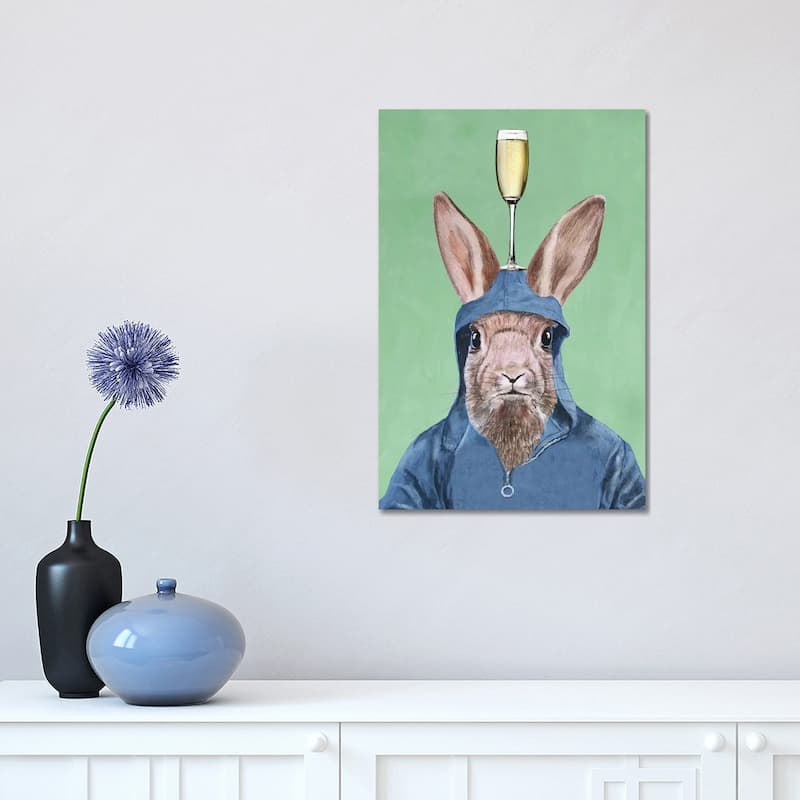 iCanvas "Rabbit With Champagne Glass" by Coco de Paris Canvas Print - 18x12x1.5