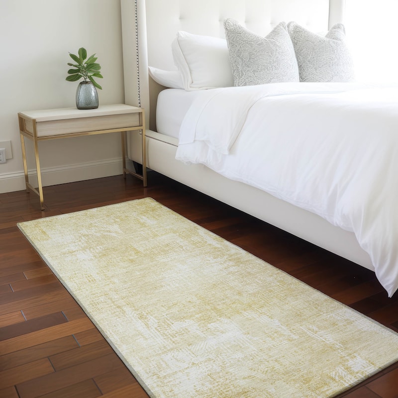 Machine Washable Indoor/ Outdoor Chantille Boho Abstract Rug - Beige - 2'3" x 7'6"