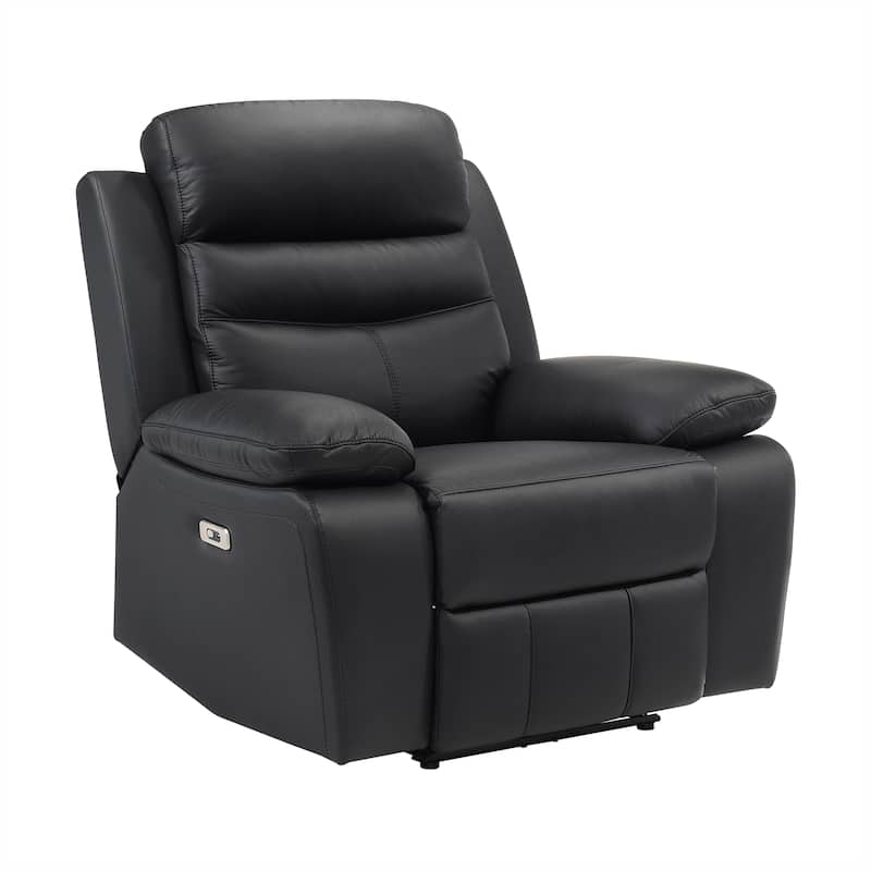 Peperomia 41" Leather Manual Recliner - Tab Pull Reclining Motion - Black