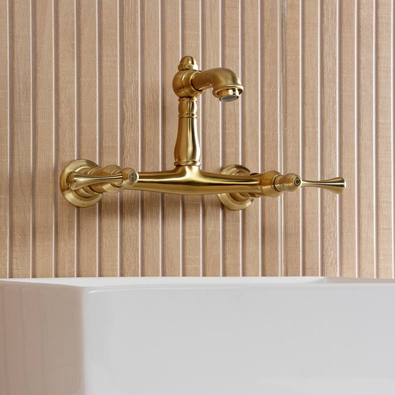 Kingston Brass English Country Two-Handle 2-Hole Wall Mount Bathroom Faucet