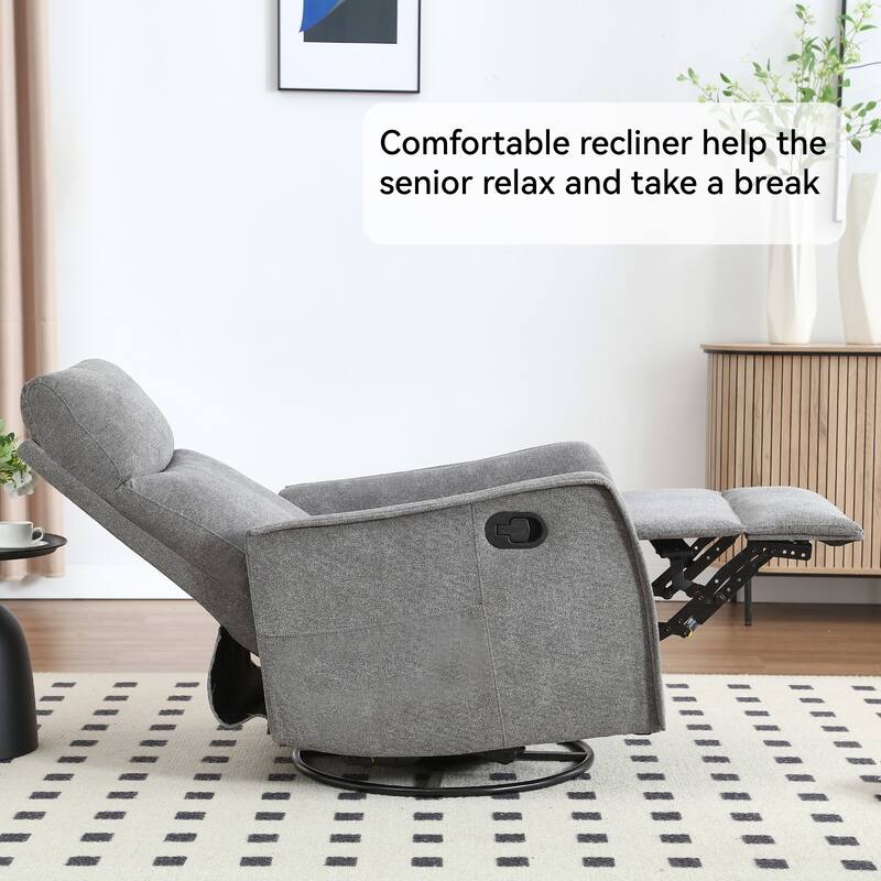 8 Point Vibration 360° Swivel Massage Chair, Adjustable Backrest Manual Recliner Chair with Massage and Lumbar Heating
