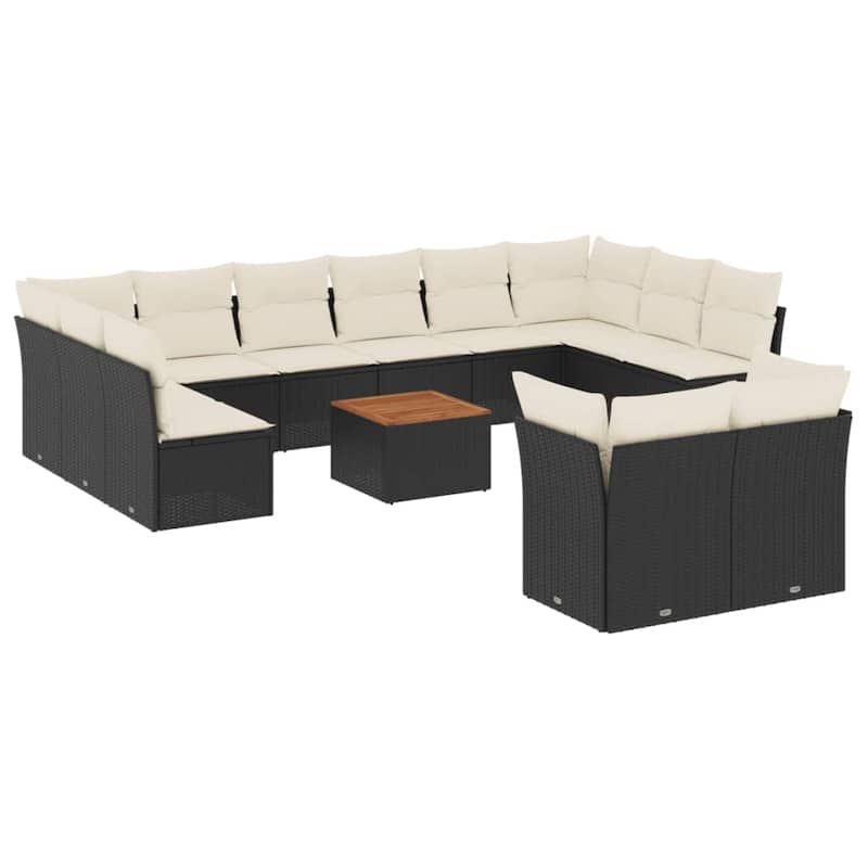 vidaXL Garden Sofa Set Black, Cream White - 24.4 x 24.4 x 27.2