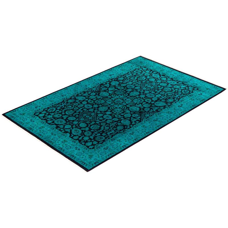 Fine Vibrance, One-of-a-Kind Hand-Knotted Area Rug - Green, 4' 1" x 6' 5" - 4' 1" x 6' 5"