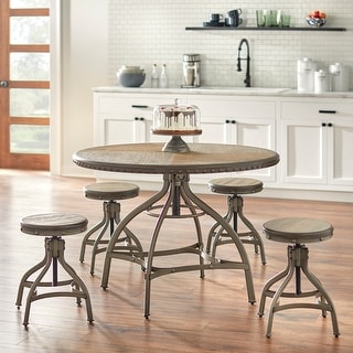 Simple Living Decker Adjustable Height Round 5-Piece Dining Set - 5-Piece Set