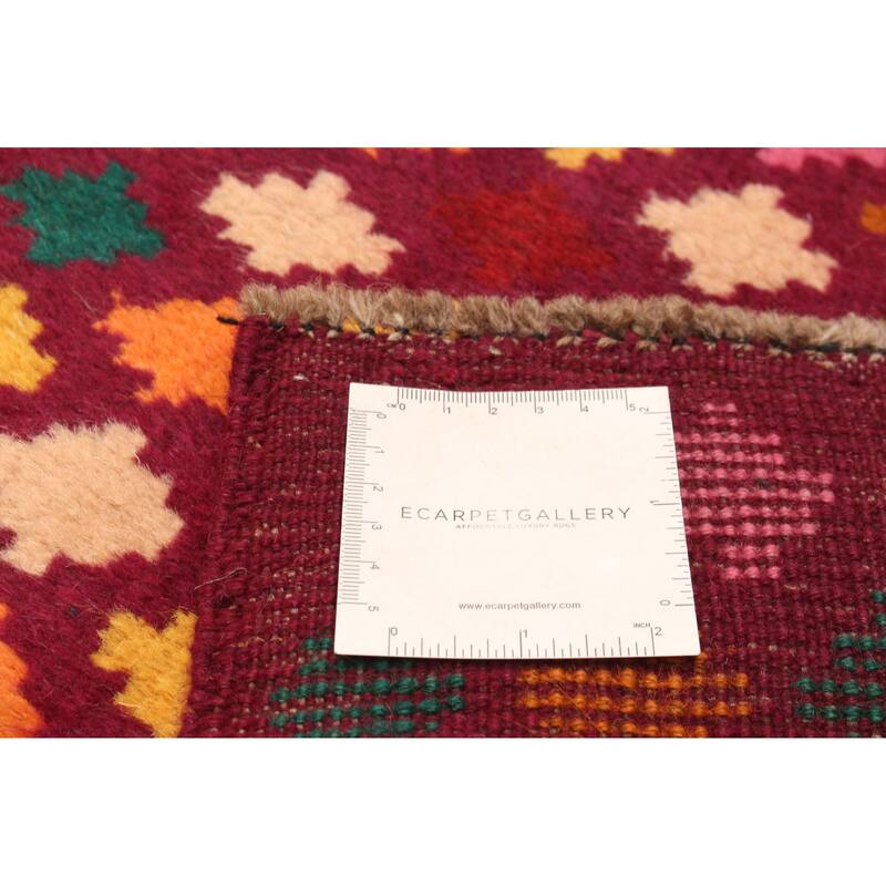 ECARPETGALLERY Hand-knotted Afghan Burgundy Wool Rug - 2'8 x 9'10