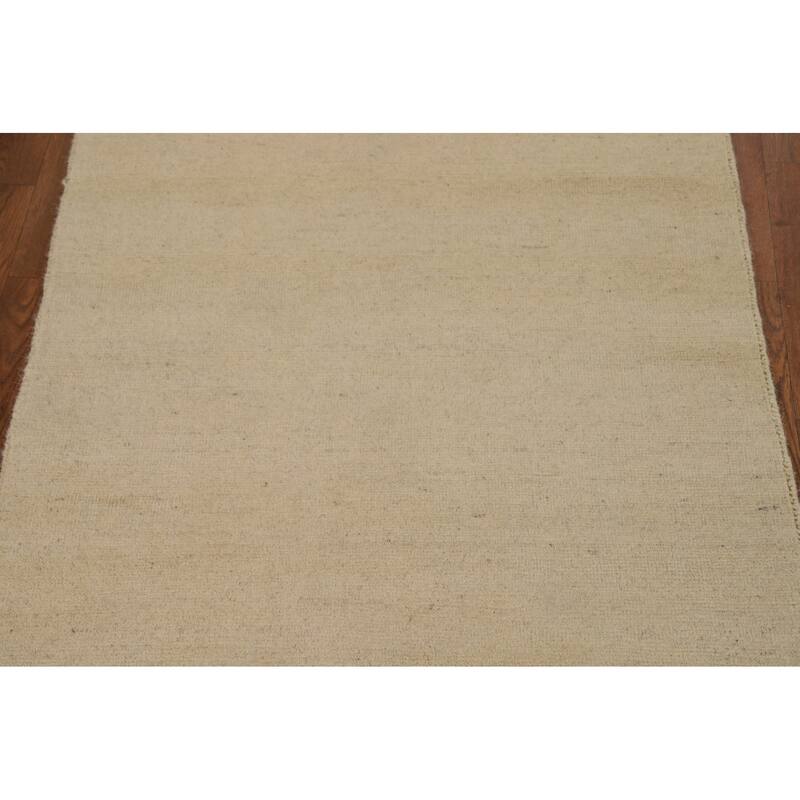 Modern Beige Gabbeh Oriental Rug Hand-Knotted Wool Carpet - 2'10"x 4'0"