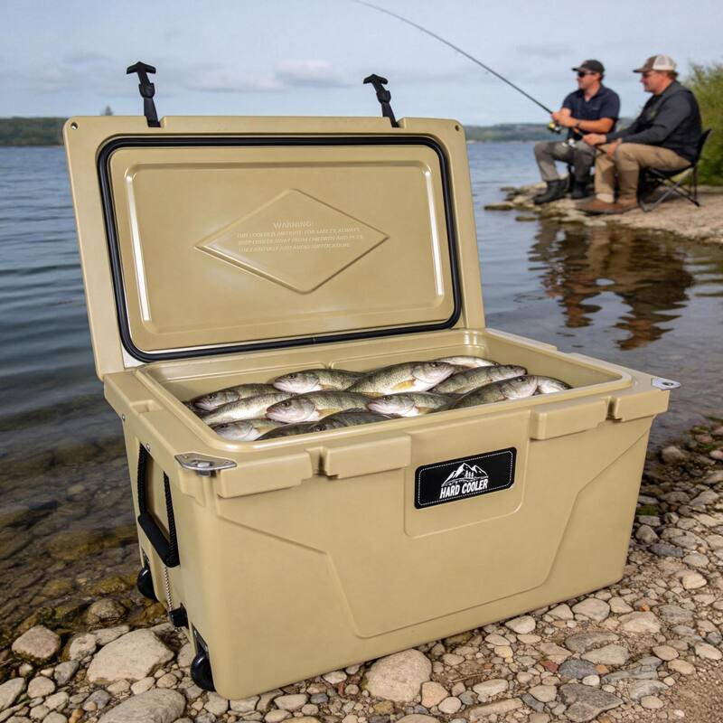 110 Quart Khaki Cooler, Rotomolded Insulated Ice Chest, Heavy-Duty Hard Shell Cooler with 6-10 Day Ice Retention for Camping