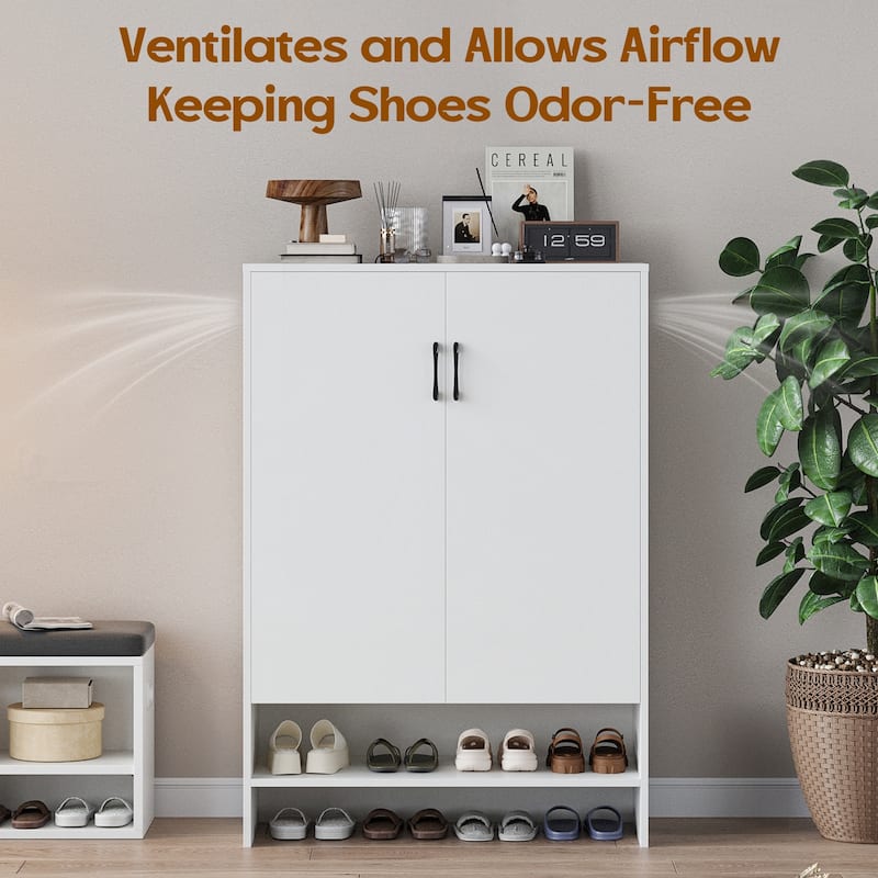 Shoe Cabinet with Doors, 7 Tier 28 Pairs Shoe Cabinet Storage for Entryway, Hidden Narrow Shoe Cabinets