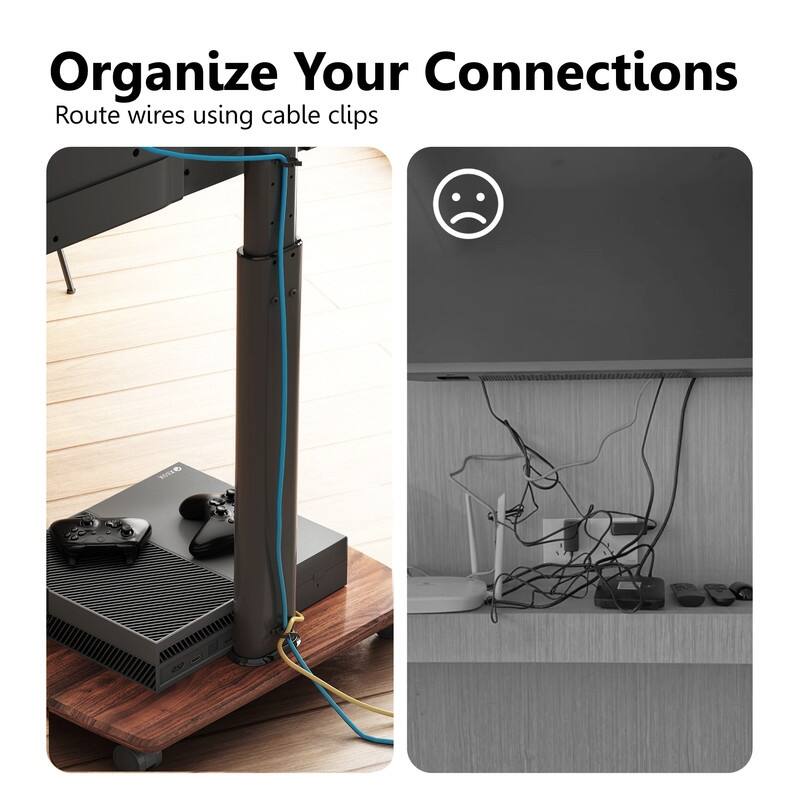 FITUEYES Rolling TV Floor Stand for 32 - 70 Inch TVs, Elegant Portable TV Stand with Upgraded 360° rotating wheels
