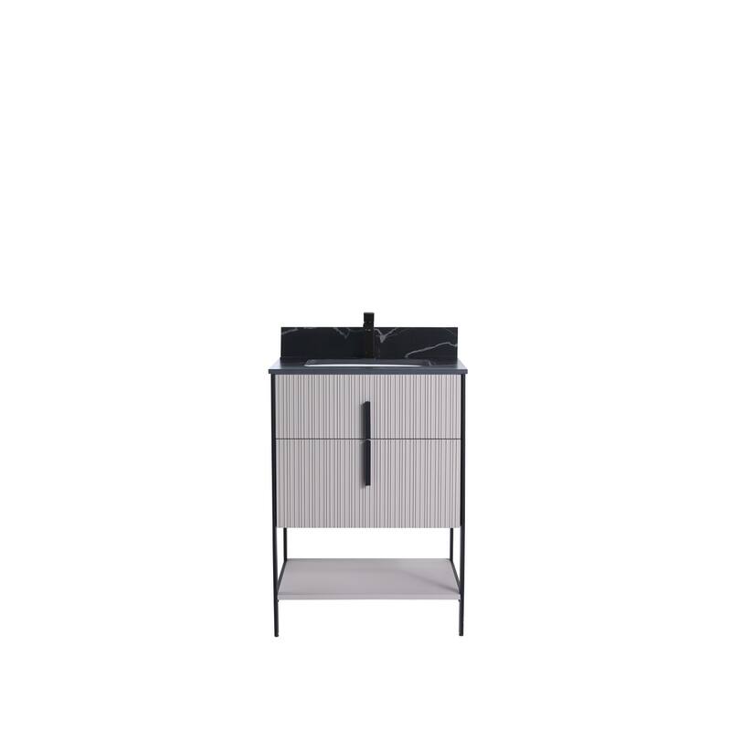 Fine Fixtures Serenity Modern Bathroom Vanity with Black Sintered Stone Top