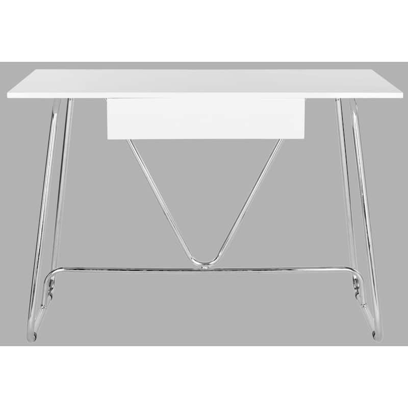 SAFAVIEH Bebe Mid-Century Modern White/ Chrome Desk