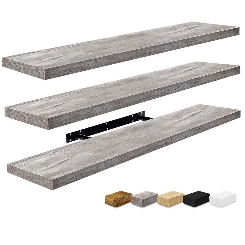 Sorbus Long Floating Shelves Set of 3, Large Faux Wood Wall Mounted Floating Shelves - 35” L x 9” W x 1.5” H