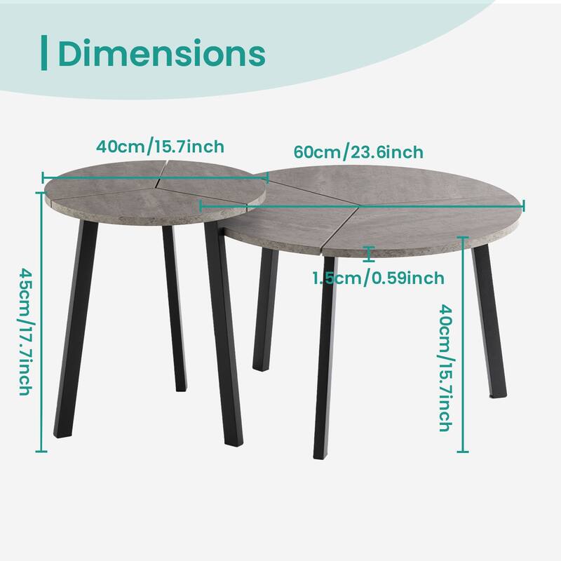 SUNBURY Nesting Round Coffee Table Set of 2