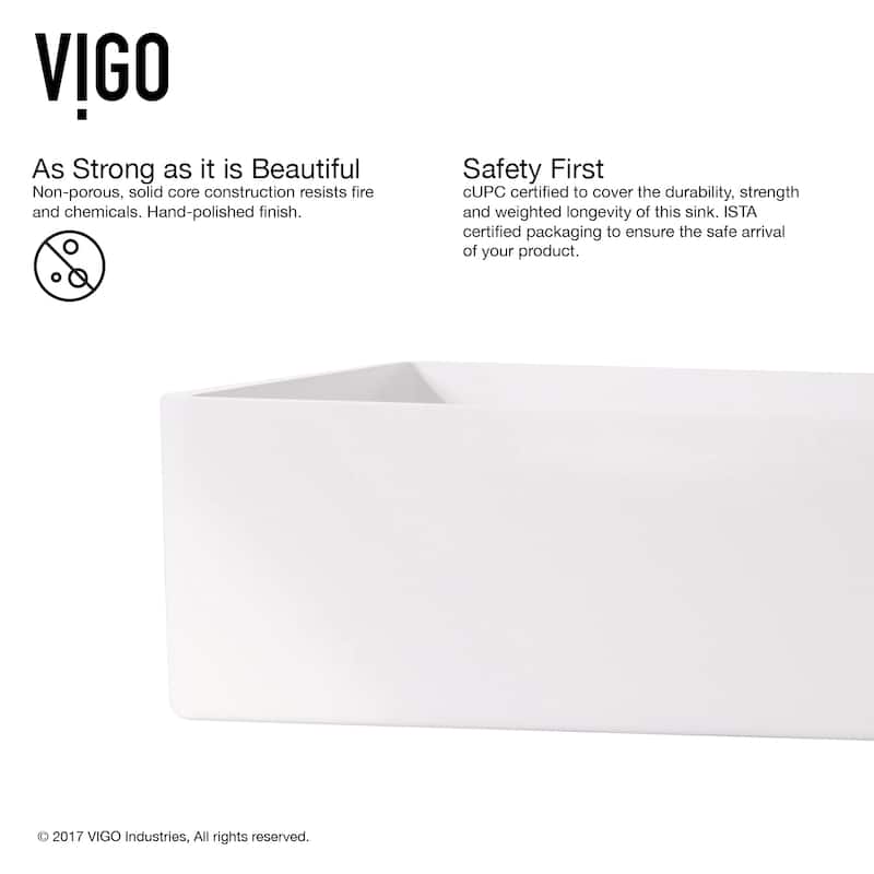 VIGO Magnolia 21"L x 14"W x 5"H Matte Stone Rectangular Bathroom Vessel Sink