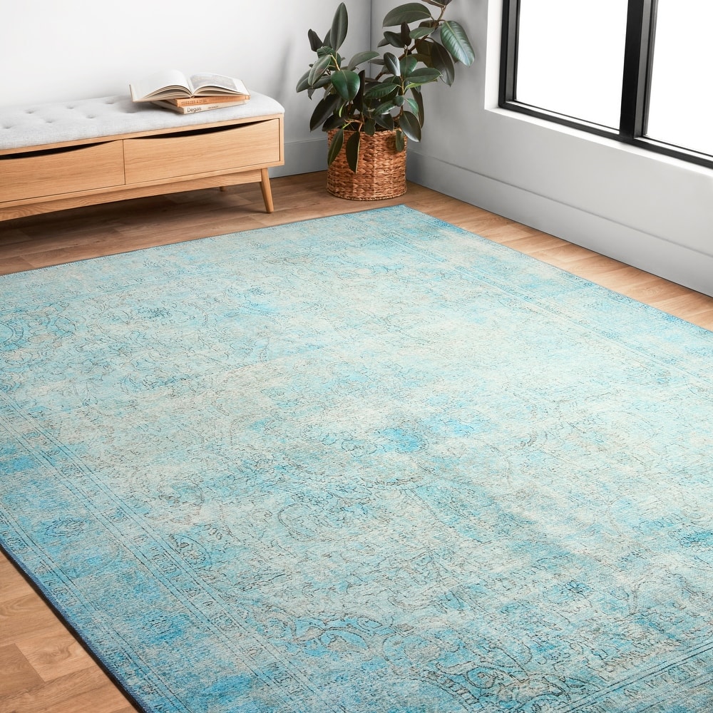 Alexander Home Tremezzina Printed Boho Aqua Area Rug
