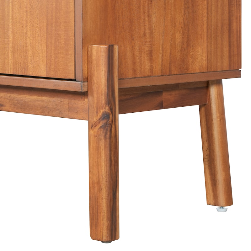 Vintage Sideboard Buffet Cabinet, 34.2" H 4-Door Storage Cabinet with Metal Handles, Brown Finish for Dining Room or Living Room