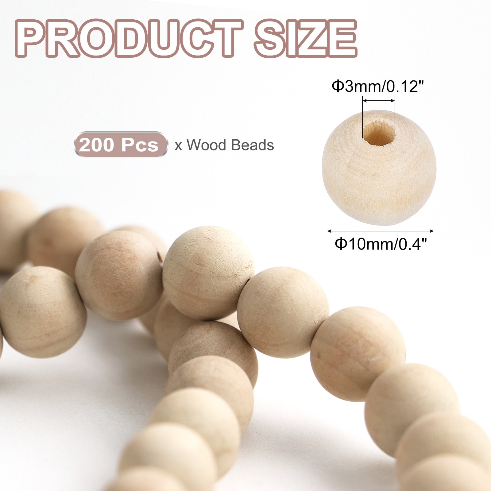 200Pcs 6mm Wood Beads, Unfinished Wooden Natural Beads Wood Spacer Beads