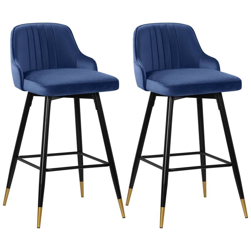 Modern Velvet Upholstered Swivel Counter/ Bar Stools Set of 2/4