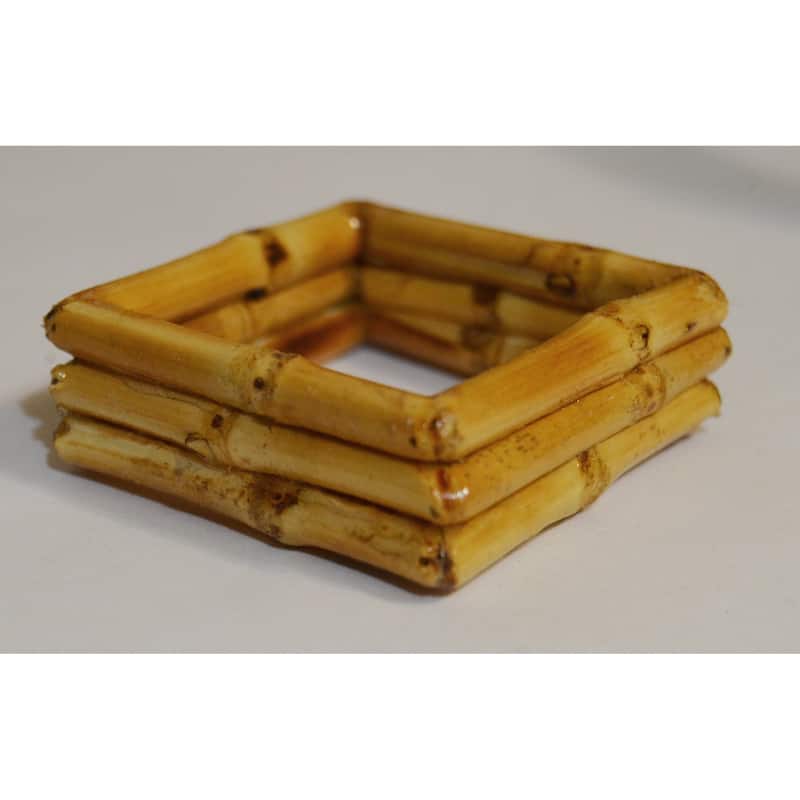 Bamboo napkin rings square natural set of 4 - Bed Bath & Beyond - 39709726