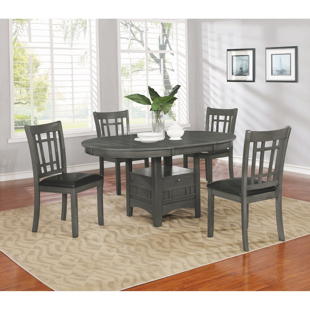 Ingall Medium Grey and Black 7-piece Dining Set with Removable Leaf