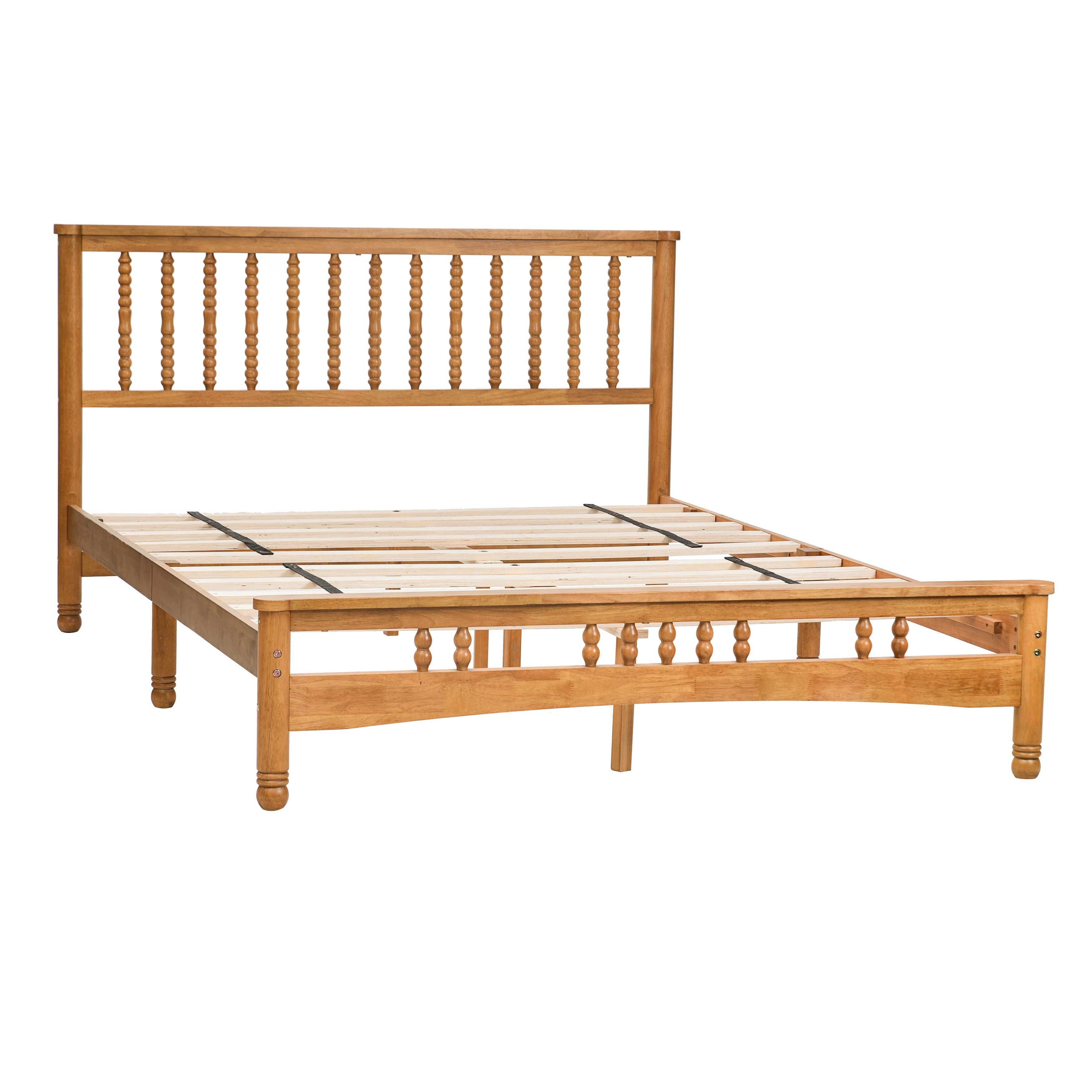 Durable Queen Platform Bed Frame with Rubber Wood Feet Bed Bath