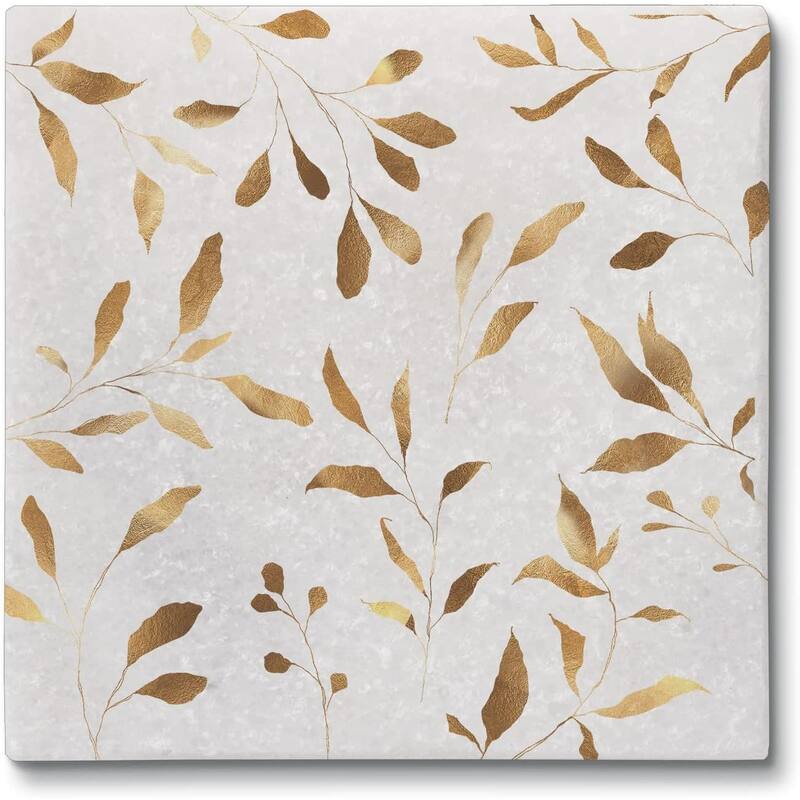 Gilded Vine 4 Pack Authentic Natural Marble Cork Backed Coasters 4" x 4" x 0.43" Square Manufactured in The USA - Multi