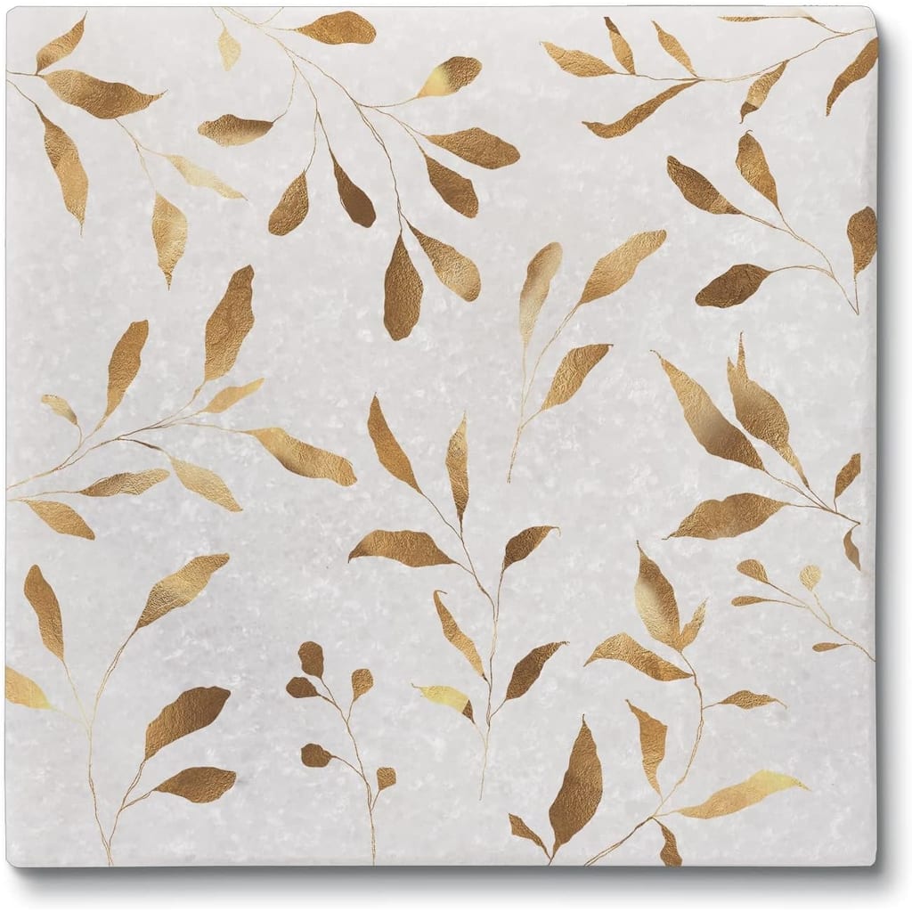 Gilded Vine 4 Pack Authentic Natural Marble Cork Backed Coasters 4" x 4" x 0.43" Square Manufactured in The USA