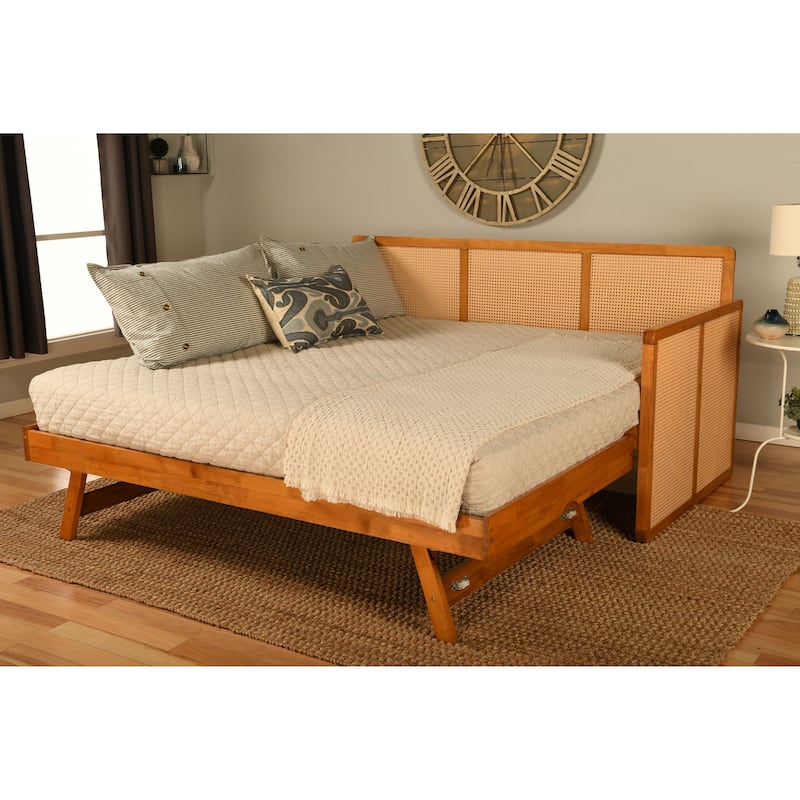 Somette Abaco Daybed with Pop-Up in Honey Includes Mattresses