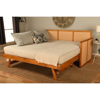 Somette Abaco Daybed with Pop-Up in Honey Includes Mattresses