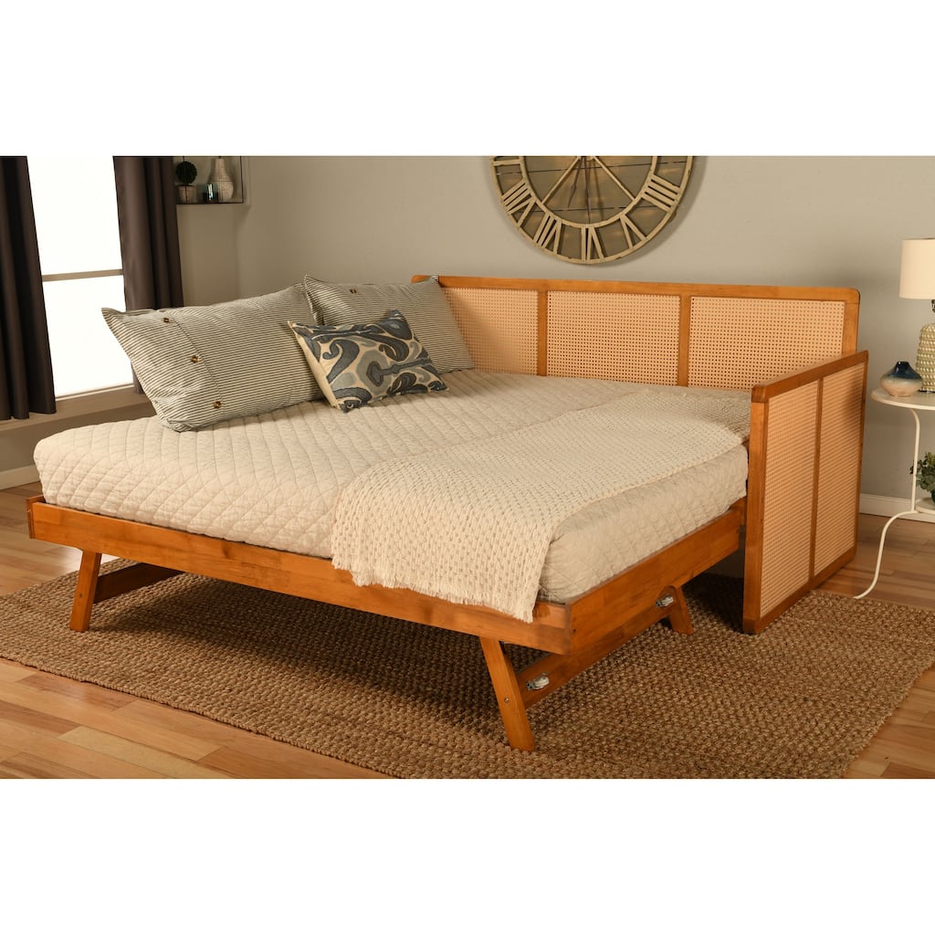Somette Abaco Daybed with Pop-Up in Honey Includes Mattresses
