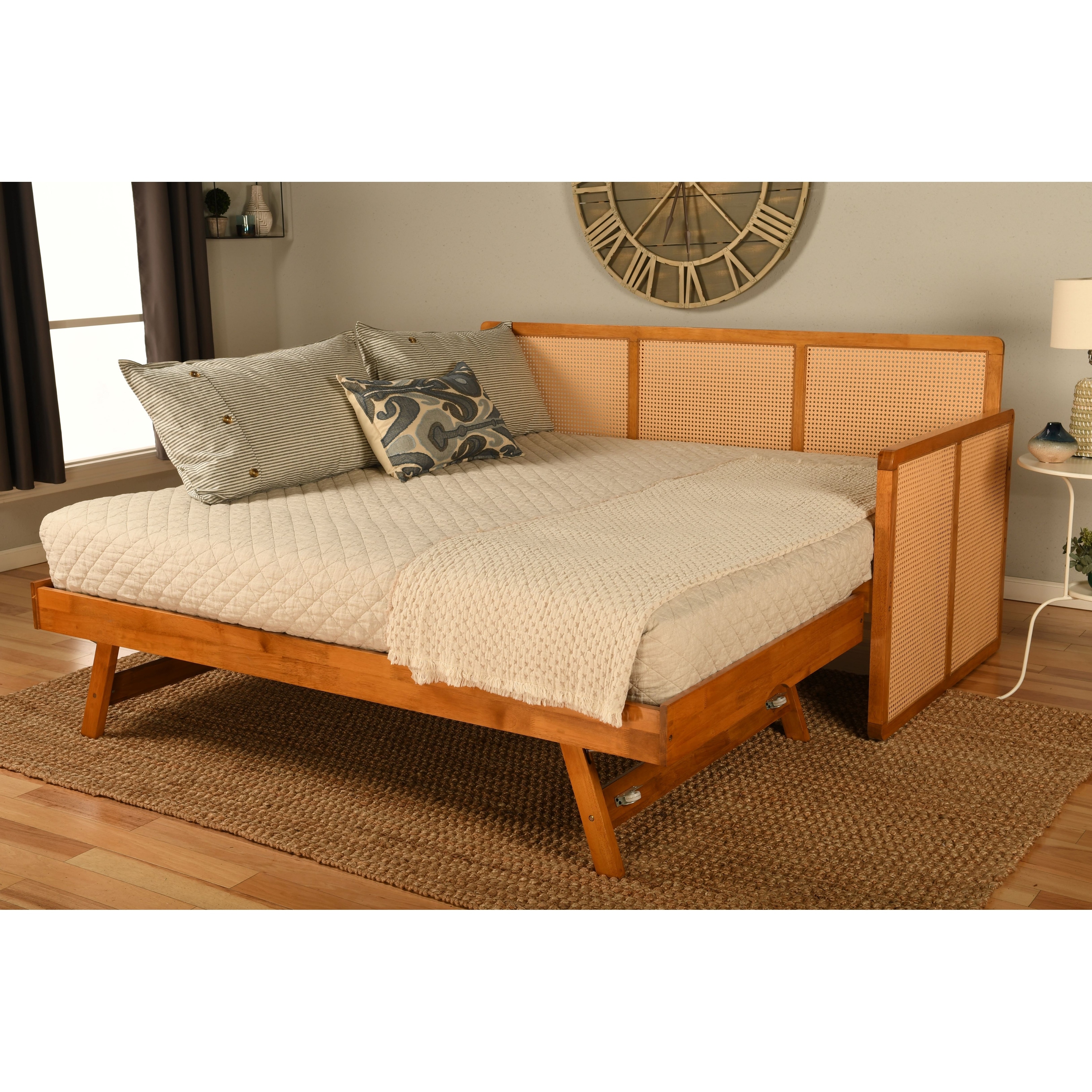 Somette Abaco Daybed with Pop-Up in Honey Includes Mattresses