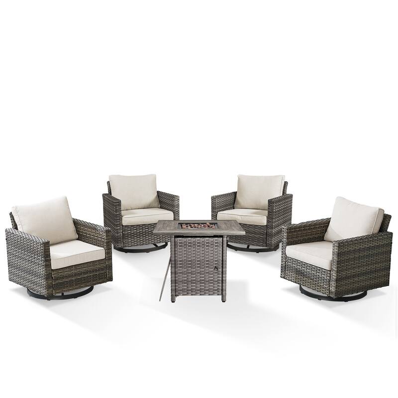 Outdoor Pocassy Glider Chairs Patio Chairs with Fire Table